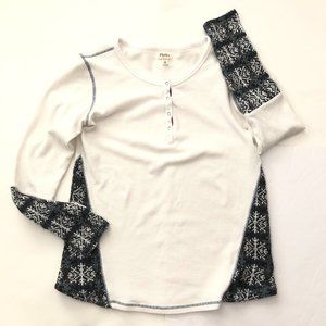 Hatley White Pullover Sweater White Black Waffel Knit Size L